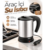 Araçta Sıcak Su Hazırlamak İçin 12V Çakmak Girişli Paslanmaz Çelik Su Isıtıcı Kettle