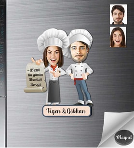 Kişiye Özel Ahcı Çift Ahşap Magnet -1
