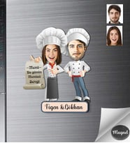 Kişiye Özel Ahcı Çift Ahşap Magnet -1