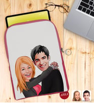 BK Gift Kişiye Özel Sevgililer Karikatürlü Taşınabilir Koruyucu Tablet Kılıfı & Organizer Çanta - Pembe-88