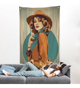 Güzel Retro Kadın Duvar Örtüsü-8069