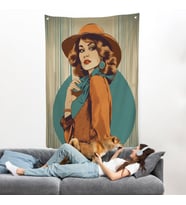 Güzel Retro Kadın Duvar Örtüsü-8069