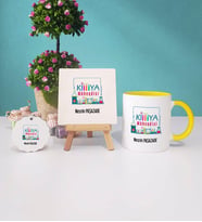 Kimya Mühendisi Kupa Bardak Lacivert Dekoratif Taş Baskı Anahtarlık (Model 4)