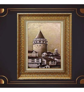 Gold Altın Kalın Çerçeveli Paspartulu Tablo s1735