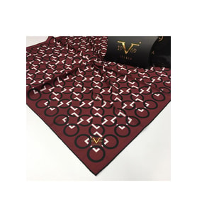 Geometrik Desen Black Seri Twill Eşarp Eşarp Askısı ile Birlikte 90x90 cm Mürdüm