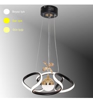 TT Aydınlatma Helezon Modeli Mat Siyah-Gold Tek Toplu 3 Renk Modüllü Led Avize