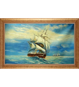 Çerçeveli Paspartulu Manzara Tablo ah1865 (Gold)