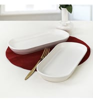 Keramika Mat Beyaz Noyan Kayık Tabak 2 Adet 26 Cm