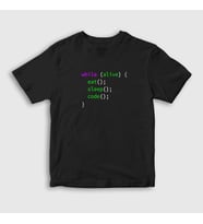Presmono Unisex Çocuk Siyah Eat Sleep Code Repeat Developer Yazılımcı T-Shirt 332139tt