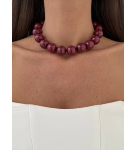 Özel Seri Bordo Top Tasarım Gold Choker Kolye
