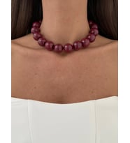 Özel Seri Bordo Top Tasarım Gold Choker Kolye