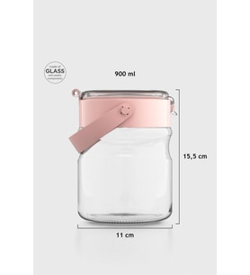 Renga Mono 900 ml Pembe Kapaklı Cam Kavanoz 131064