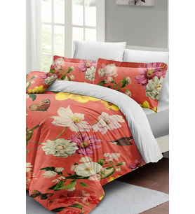 Çift Kişilik ( Lastikli Çarşaflı ) %100 Pamuk Saten Nevresim Takımı Rose Mix