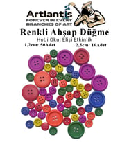 Renkli Düğme Ahşap 60 Adet 1 Paket Okul Kreş Sanat Etkinlik Anasınıfı 1,2cm 50 Adet 2,5cm 10 Adet (Çok Renkli)