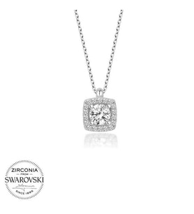 Swarovski Taşlı Gümüş  Baget Tektaş Bayan Kolye