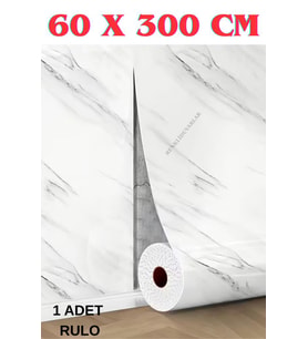 60cm x 3 Metre Tek Parça Yapışkanlı Rulo Mermer Desenli Duvar Paneli Kağıdı Silinebilir CF-1035-MIRA