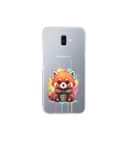 Samsung Galaxy J6+ Plus ile Uyumlu Splash Tilki Tasarımlı Şeffaf Silikon Kılıf