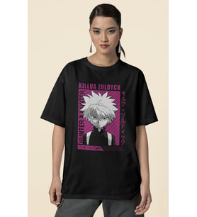 Tasarım Killua Zoldyck Hunter X Hunter Baskılı Unisex Oversize Anime Dizi Karakter Tişört