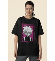 Tasarım Killua Zoldyck Hunter X Hunter Baskılı Unisex Oversize Anime Dizi Karakter Tişört