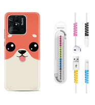 Xiaomi Poco X3 Pro M4 Pro X4 Pro C40 10C Kılıf Kablo Koruma Spiral Silikon Sevimli Köpek 1731