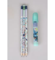 LİSANSLI STITCH 3 ADET SİLGİLİ KURŞUN KALEM VE ROKET SİLGİ KIRTASİYE SETİ