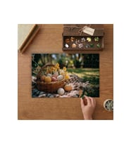 Sepette Paskalya Yumurtaları - Easter Tasarımı 240 parça Ahşap Puzzle Ahşap Kutuda MP03252