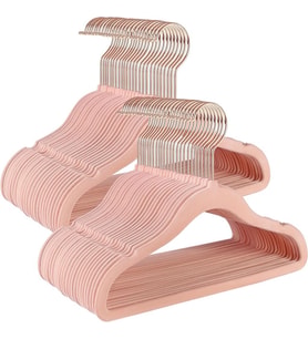 Songmics Çocuk Elbise Askısı, 50'li Set, Pembe Altın Kancalı, Kaymaz, Yer Tasarruflu, Elbise Dolabı İçin Askı, Bebek Kıyafeti, Etek ve Pantolon, Çocuklar İçin, Kadife, Açık Pembe Crf027P01 Outlet