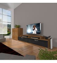 Decoraktiv Ekoflex On Slm Tv Ünitesi Tv Sehpası - Ceviz Siyah (Siyah - Ceviz)