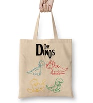 The Dinos White Dinozorlar Bez Çanta Uzun Saplı