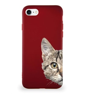 Apple iPhone 7 Soft Premier Kapak Catface Tasarımlı Silikon Kılıf - Mürdüm (Şeffaf)