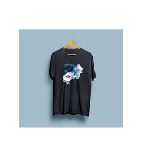 Oversize Kadın ve Kadın dudakları çizim unisex T-shirt