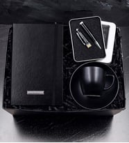 Kişiye Özel Siyah Defter & 32 gb Usb Siyah Kalem & Siyah Mat Fincan Hediye Seti
