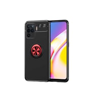 Oppo Reno 5 Lite Uyumlu Kılıf Zore Ravel Silikon Kapak (Siyah-Kırmızı)