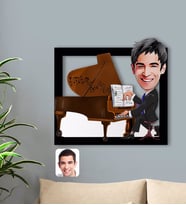 BK Gift Kişiye Özel Erkek Müzik Öğretmeni Karikatürlü 3D Ahşap Tablo-1