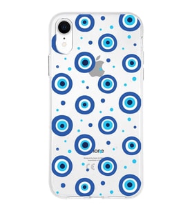 PrintiFy Apple  iPhone XR ile Uyumlu 1mm Slim Fit Nazar Boncuğu 1 Baskılı Şeffaf  Kılıf