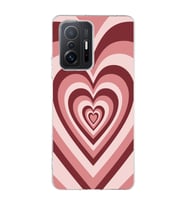 Xiaomi Mi 11T - 11T Pro Uyumlu Pembe Kalp Tasarımlı Şeffaf Telefon Kılıfı