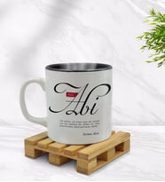 BK Gift Kişiye Özel Mânâ Abi Tasarımlı İçi Siyah Renkli Kupa Bardak Model 1