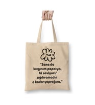 Komik Söz Sana Kızgınım Papatya Beyaz Bez Çanta Uzun Saplı Alışveriş Çantası Plaj Çantası