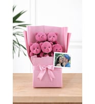 Sevgiliye Yumoş Pembe Peluş Ayıcık Buketi