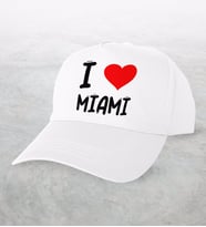 BK Gift I Love Miami Tasarımlı Beyaz Şapka - Model 1