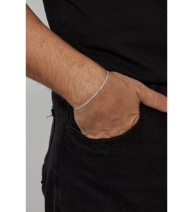 3mm Rambo 925 Ayar Gümüş Erkek Zincir Bileklik Veb-5203
