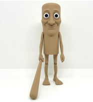 Cursed Man - Elinde Sopalı Komik 3D Figür - Dekoratif Oyuncu Hediyesi - Meme Figür 15cm