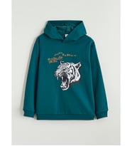 LCW Kids Petrol Kapüşonlu Erkek Çocuk Kalın Sweatshirt