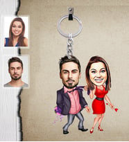 Kişiye Özel Sevgili Karikatürlü  Ahşap Anahtarlık Model 6-Eco