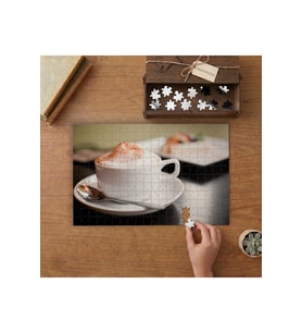 Cappucino ve Tatlı - Kahve Görselleri Tasarımı 240 parça Ahşap Puzzle Ahşap Kutuda MP01647