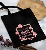 BK Gift Kişiye Özel İsimli Anneler Günü Tasarımlı Siyah Kumaş Bez Çanta, Baskılı Omuz Çantası, Alışveriş Çantası, Anneler Günü Hediyesi, Anneye Hediye-7
