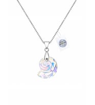 925 Ayar Swarovski Taşlı Deniz Salyangozu 14mm Crystal Kadın Gümüş Kolye