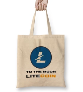 Litecoin To The Moon LOGO Bez Çanta Uzun Saplı