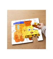 Sevimli Sarı Tren Tasarımlı 24 Parça Ahşap Çocuk Puzzle MPK1138