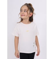 Toontoy Kız Çocuk Nakışlı Tişört (Ekru)